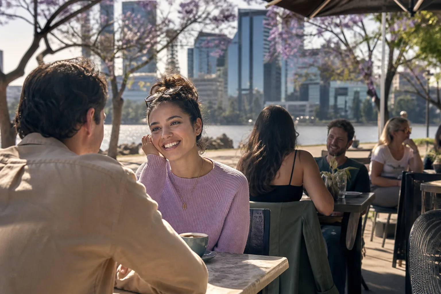 Perth singles walking beside the Swan River in Western Australia