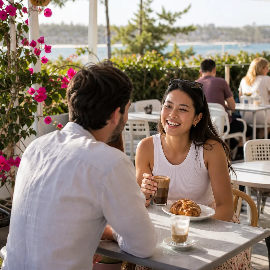 People having coffee at an outdoor cafe in Fremantle