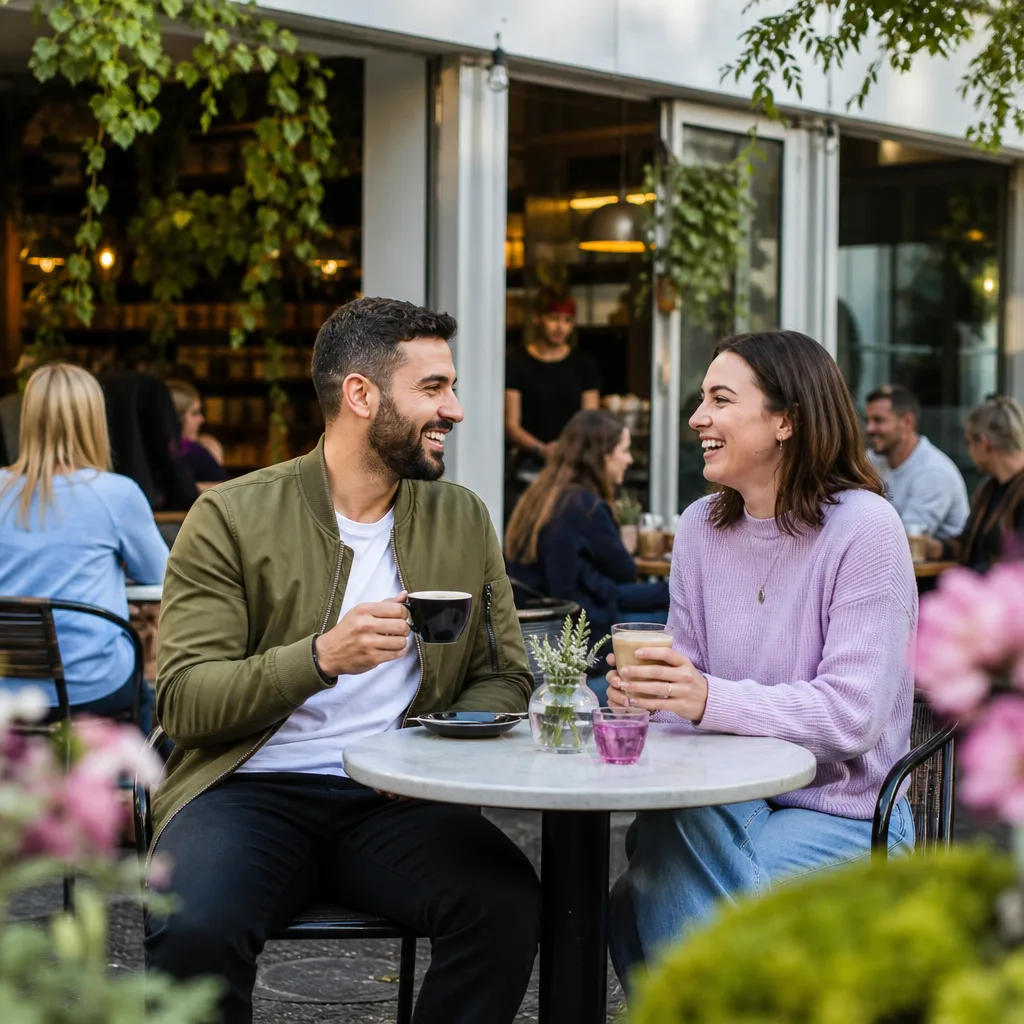 Single people chatting at a relaxed public venue in Fremantle
