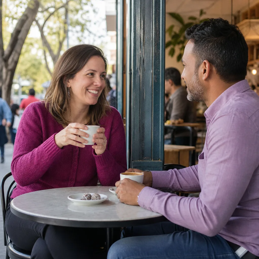 Two adults meeting in daylight at Kings Park in Perth